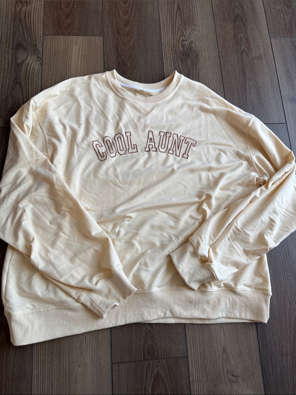 *Cream "Cool Aunt" Crewneck Sweater